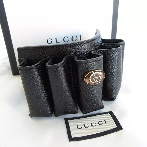 Auth GUCCI Lip case black leather - Picture 2 of 16